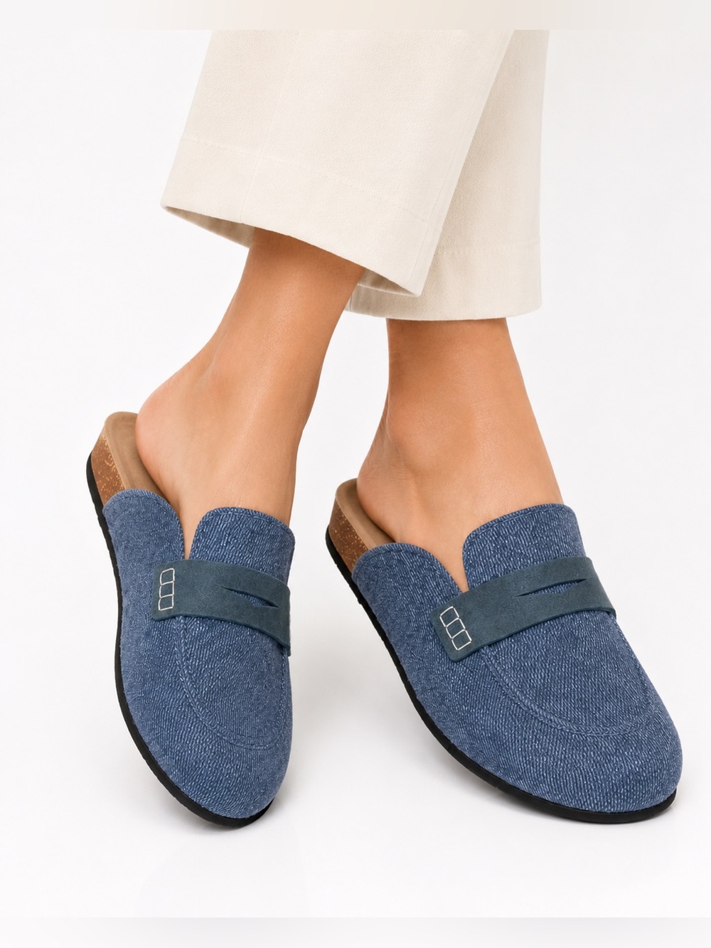 JW AndersonVelvet Penny-Slot Mules Medium Blue Sz 37; US 7 NWT $480